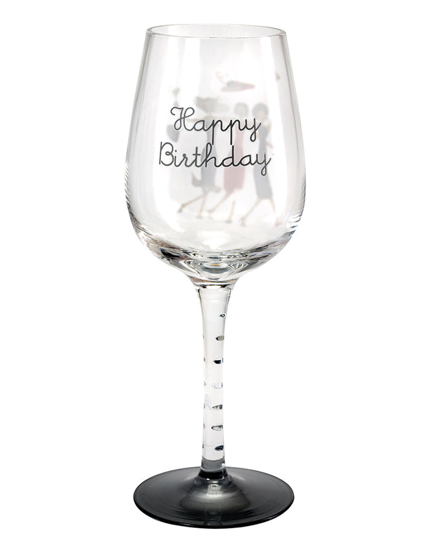 Happy Birthday Wine Glass (Bernie Parker)