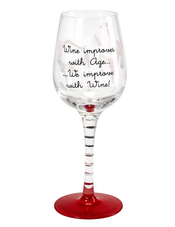 Wine Improves With Age Wine Glass (Berni Parker)