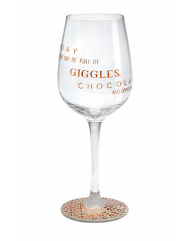 Birthday Giggle Chocolate Alcohol Wine Glass (Megan Claire)
