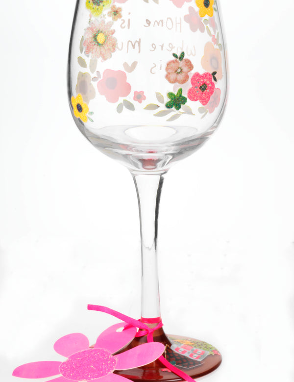 Home is Where Mum Is Wine Glass (Papersalad)