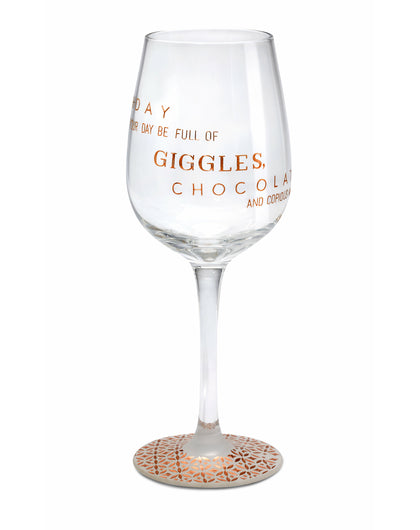 Birthday Giggle Chocolate Alcohol Wine Glass (Megan Claire)