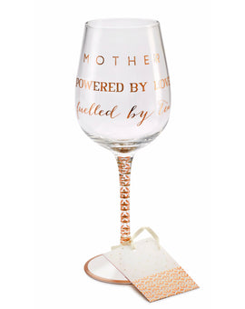 Mother Powered By Love Wine Glass (Megan Claire)