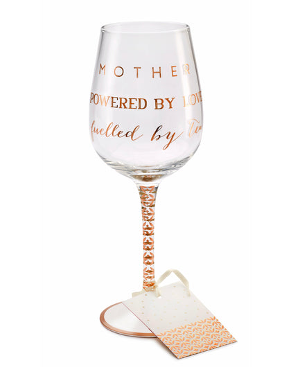 Mother Powered By Love Wine Glass (Megan Claire)