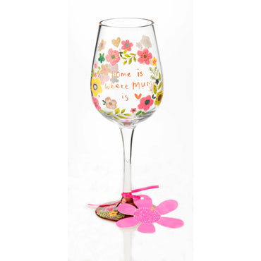 Home is Where Mum Is Wine Glass (Papersalad)